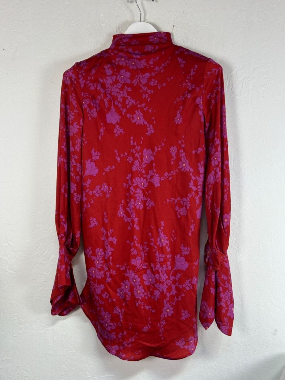 Free People Women Aries Floral Mini Dress Romantic Combo Red Small Mock Neck New